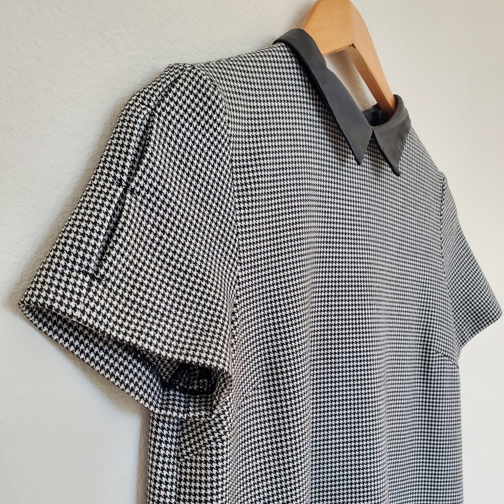 🎈SOLD 🎈ZARA Houndstooth Faux Leather Collar Dress - Picture 7 of 12